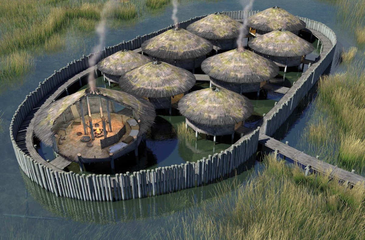 DanDavisWrites's tweet photo. England aka southern Britain also had wetland settlements, man made or modified islands, and pile dwellings. 

In fact, these existed throughout Europe from the Neolithic to the Iron Age, most famously in the Alps and the Balkans).

Think of Must Farm in the Fens, Meare Lake Village and Glastonbury Lake Village in the Somerset Levels for example. 

Because they're not usually called "crannogs" in England they don't appear on this map of crannogs.

It's likely there were no fewer sites in England than in the rest of Britain, however it is somewhat to do with geography - areas with more lakes have more sites. And the English wetlands where many were sited have been extensively drained for centuries and evidence for these settlements and artificial lakes has likely been obliterated in many cases.

Nevertheless there is extensive evidence for wetland and lakeshore living and modification in England, with artificial islands and pile bridges between dryland islands in wetlands, in tidal estuaries, and rivers from the Neolithic to the Iron Age.