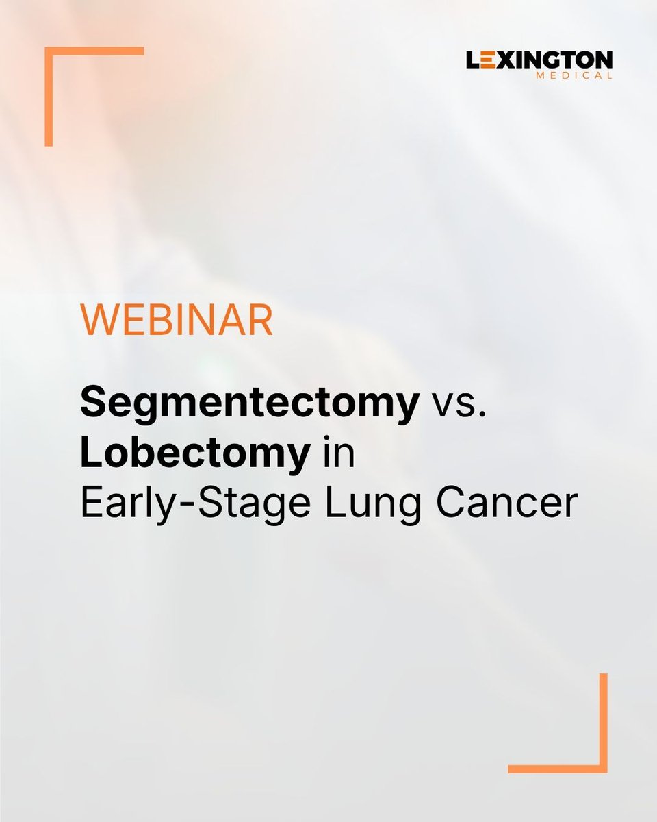 LexingtonMed's tweet photo. One week until our global webinar on segmentectomy vs lobectomy in early-stage lung cancer.

Join Prof. Kneuertz, Prof. Okumura, and Prof. Bölükbas as they discuss current evidence and how practice continues to evolve.

May 20 (10:00 EDT) https://t.co/znpQMPxoGh