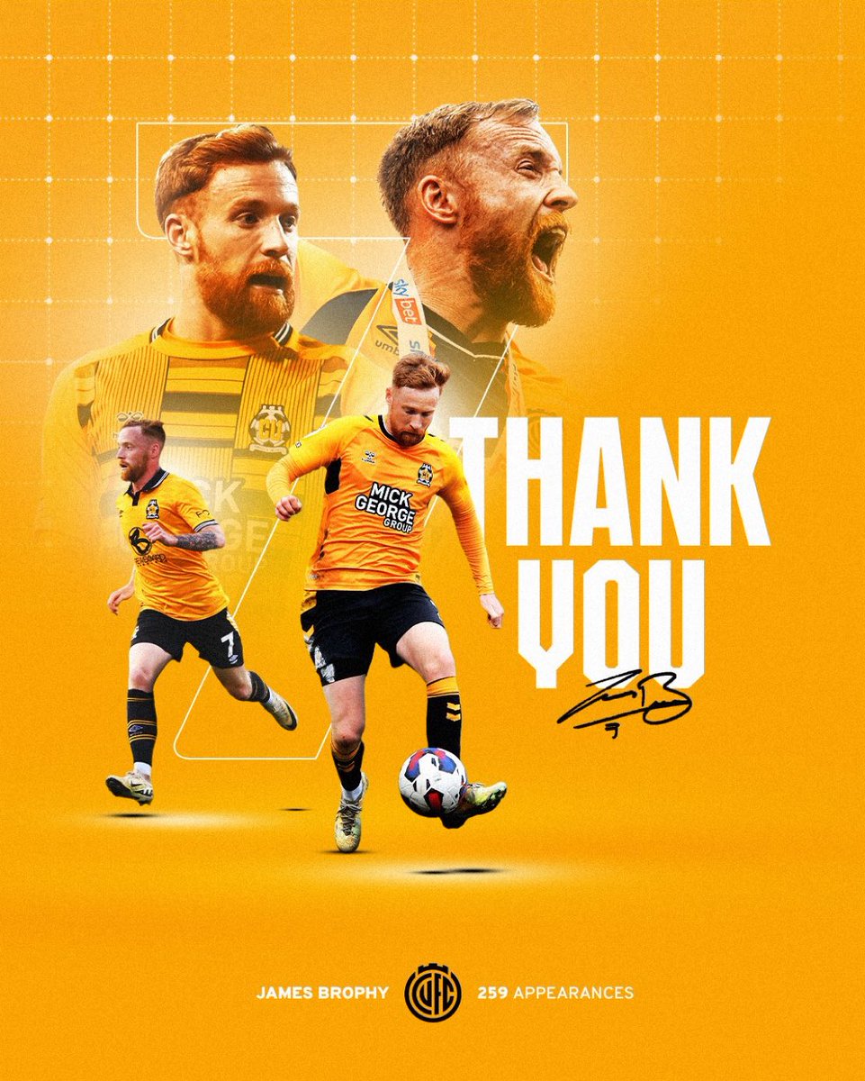 CambridgeBRA's tweet photo. Com 259 aparições em cinco temporadas, James Brophy deixa o U’s como um favorito dos torcedores, artista da Grande Fuga, conquistador do Newcastle e, finalmente, vencedor de uma promoção. 💛🖤

Obrigado, Brophs. https://t.co/NlPiYFuItw
