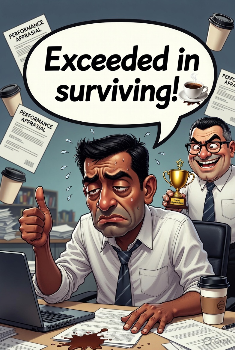 pardeshi_rahul's tweet photo. Dear Appraisal,
Thank you for this wonderful opportunity to reflect. This year, I exceeded expectations in 'Quiet Quitting', mastered the art of 'Looking Busy While Contemplating Life Choices', and single-handedly kept the coffee machine alive in crunch time.
😂#AppraisalSeason https://t.co/3T06E2d0w5