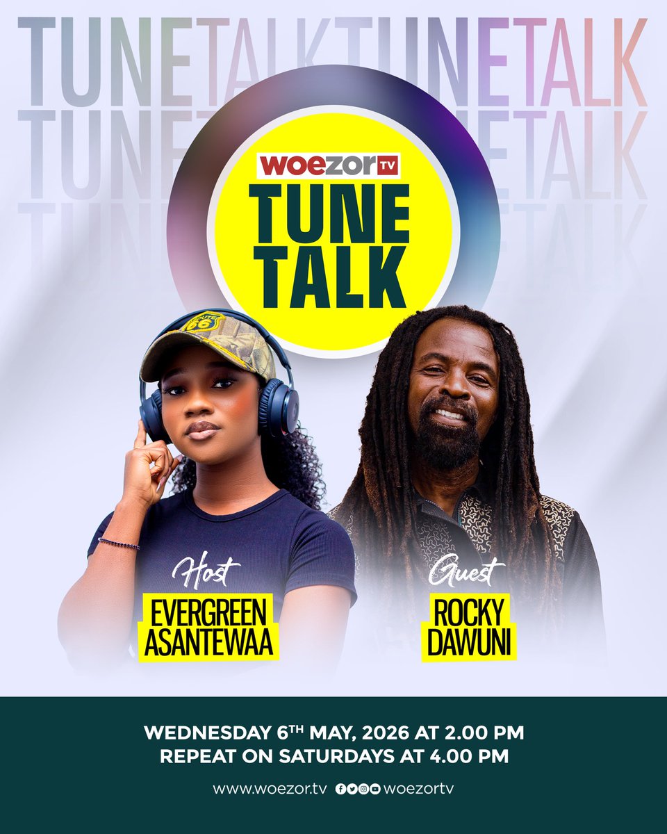 ghanaian_bell's tweet photo. Four-time GRAMMY nominee @RockyDawuni  joins @evergreenasy on #TuneTalk for an exclusive conversation on music, legacy, and global impact.

#WoezorTv #TuneTalkonWoezortv #EvergreenAsantewaa #RockyDawuni https://t.co/xs8y7dFkTk