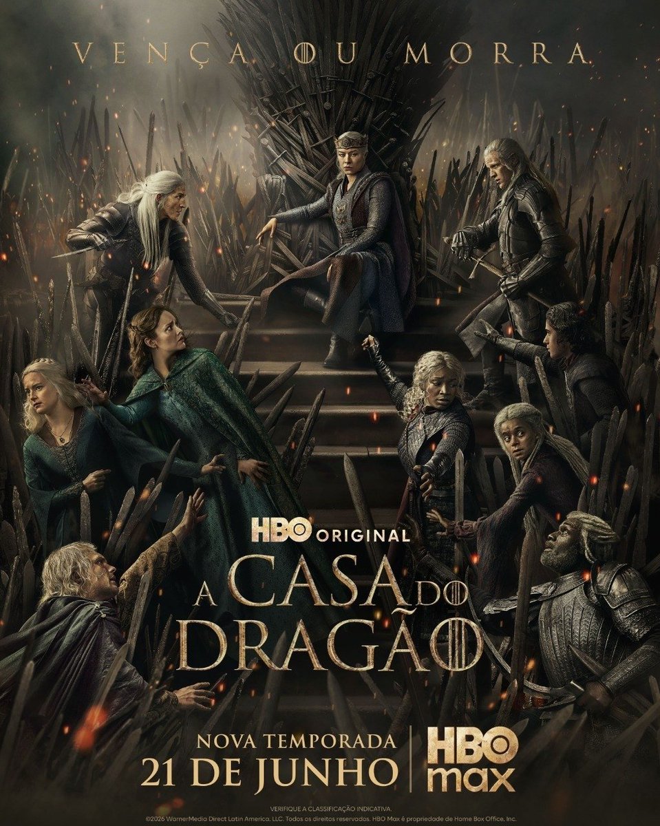adorocinema's tweet photo. Tem pôster da nova temporada de "A Casa do Dragão", que chega na HBO e HBO Max em 21 de junho!

Aproveite pra maratonar todos os episódios da série: https://t.co/HOWQE4UmUD https://t.co/YWNCSOC222