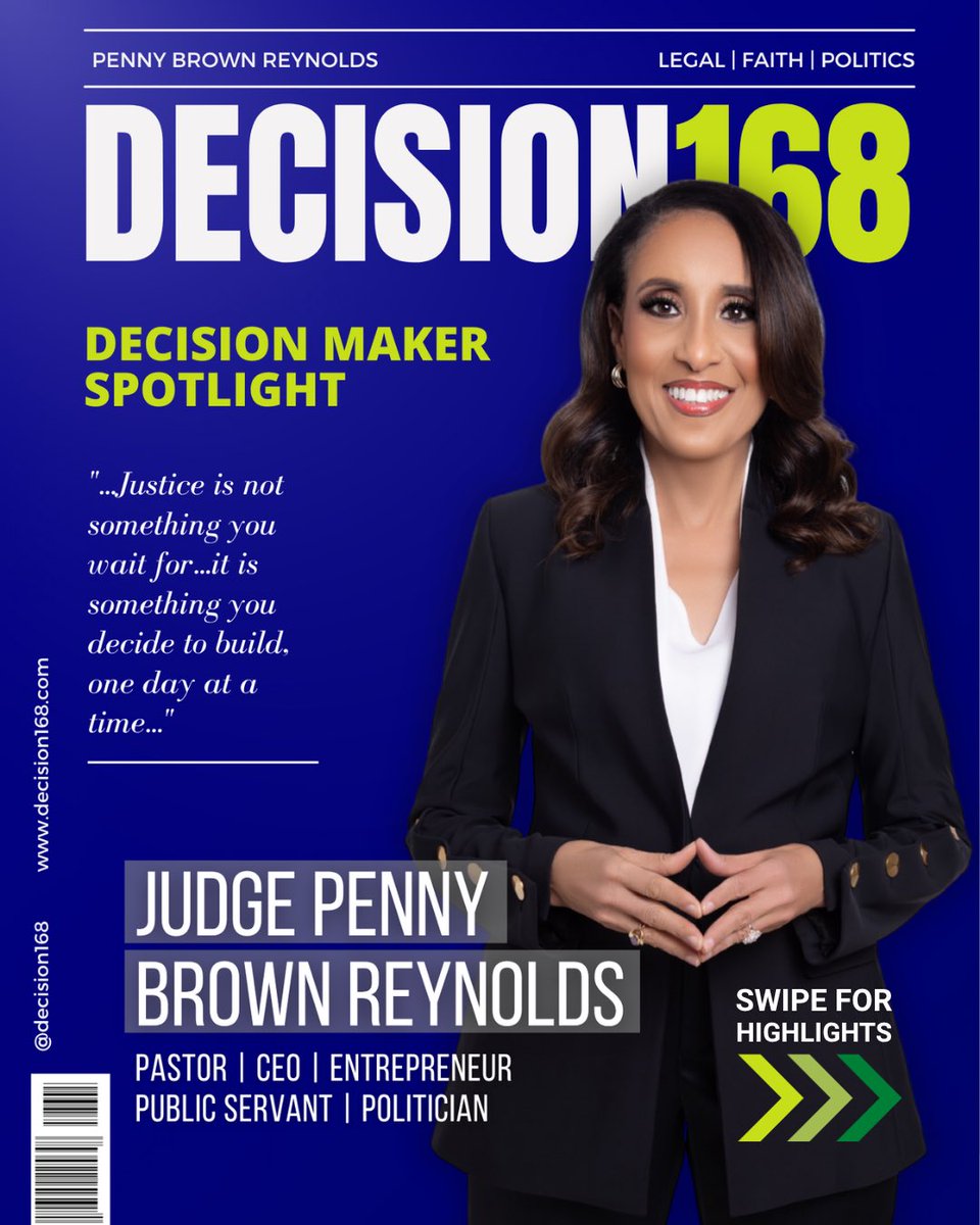 decision168's tweet photo. Judge. Pastor. Federal appointee. TV host. Ph.D.

Not one at a time. All at once.

And the common thread across every role?

One word: Service.

This is Judge Penny Brown Reynolds. 🔥🎯🚀

https://t.co/KLrNUFZAzD

#DECISION168 #JudgePenny https://t.co/se4cMQFUzU
