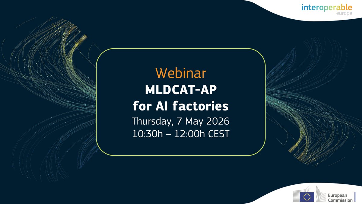 InteroperableEU's tweet photo. Is making multilanguage models and datasets easier to discover and reuse across Europe your point of interest?
Then you can join the SEMIC webinar on the use of #MLDCAT_AP Application Profile tomorrow.
Register for it here!
👉https://t.co/l2Ko52zCa6
#AIFactories https://t.co/2CtfWna01I