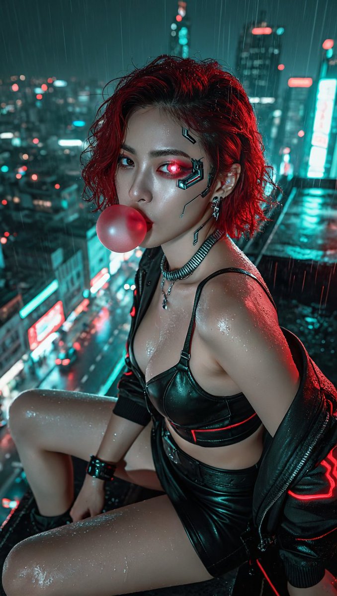 maplejohn01's tweet photo. 疯子才在雨夜的高楼吹泡泡糖 🌧️

Only madmen blow bubblegum on rainy skyscrapers ✨

雨の夜の高層ビルでガムを吹くのは狂人だけ 🌧️

#AIイラスト #雨の夜 #AI美女 #Cyberpunk #AIart https://t.co/oABm8E815H