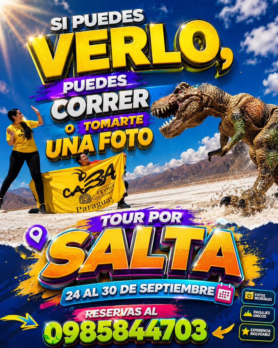 En Salta, también vas a subir al 𝐓𝐞𝐫𝐜𝐞𝐫 𝐓𝐫𝐞𝐧 más alto del Mundo con 𝐁𝐨𝐥𝐞𝐭𝐚 𝐞𝐧 𝐦𝐚𝐧𝐨 totalmente 𝐆𝐑𝐀𝐓𝐈𝐒!
@trenalasnubesoficial

𝐑𝐞𝐬𝐞𝐫𝐯𝐚𝐬 𝐚𝐥 𝟎𝟗𝟖𝟓𝟖𝟒𝟒𝟕𝟎𝟑
𝐂𝐨𝐬𝐭𝐨: 𝟐.𝟖𝟎𝟎.𝟎𝟎𝟎 𝐠𝐬.

𝐒𝐨𝐥𝐢𝐜𝐢𝐭𝐚 𝐞𝐥 𝐂𝐫𝐨𝐧𝐨𝐠𝐫𝐚𝐦𝐚
