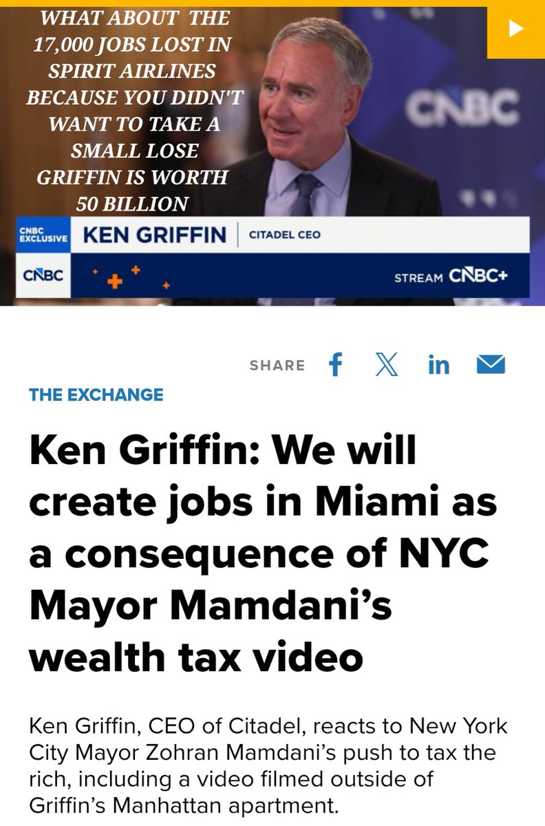 stephmase22's tweet photo. 📣📣KEN GRIFFIN WORTH 50 BILLION DIDN'T WANT TO TAKE A LOSS IN SPIRIT AIRLINES 17,000
JOBS LOST 🪱🪱🐍🐍🐀🐀🪳🪳

50 BILLION net worth is enough money for 100's of lifetimes.
Yet Kenny didn't want to lose a penny to save 
17,000 THOUSAND HARDWORKING CITIZENS LIVELIHOODS

Philanthropist I think not 🤬🤮