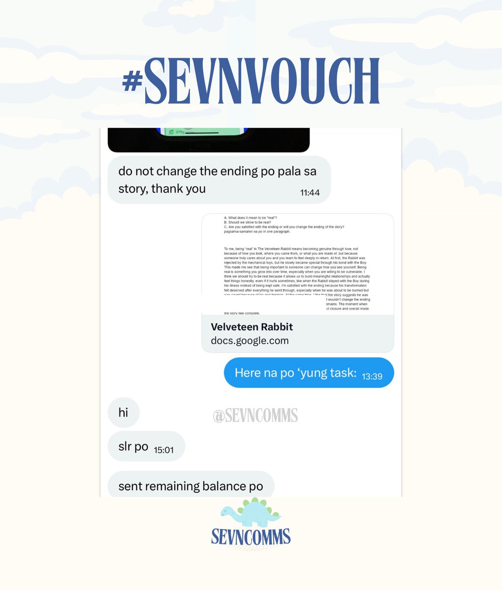sevncomms's tweet photo. #Sevnvouch 𝜗𝜚 ࣪˖ ִ𐙚 

⌨️Youtube Video Review (Rush)

Thank you for availing our academic commission service! ~ 

🏷️:lf acad commissioner ph help essay research service rrl critique paper reflection ppt script school work assistance edit revise paper speech https://t.co/1UUyLEEQMn