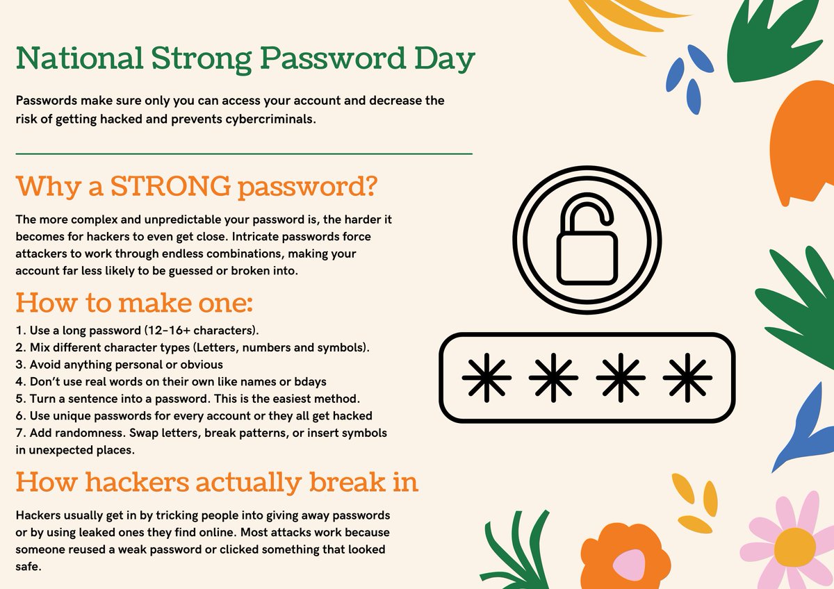 PATKingsSchool's tweet photo. Today is #WorldPasswordDay and Year 9 have created some fantastic posters for it! 🔐 Their original, eye-catching posters don't just look great, they deliver powerful messages about staying safe online and protecting personal information. Mr Millar is proud! 👏 #CyberSafety https://t.co/XosWfTDYMo