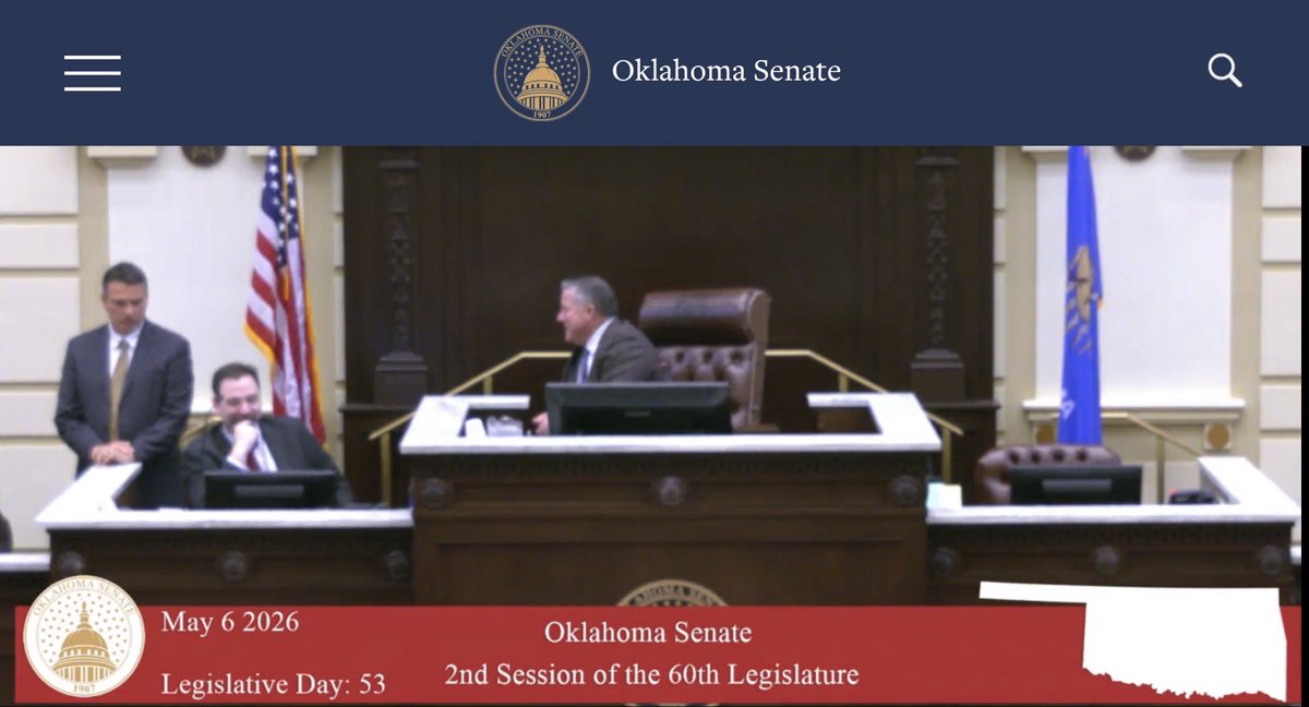 Wow. Senate President Pro Tempore Lonnie Paxton just ended this morning's quorum call after 7 minutes (4 minutes after the 9:30 convening listed on the agenda) and says he "does not see a quorum," so he the Senate stands adjourns until call of the chair. #okleg

No bills today?