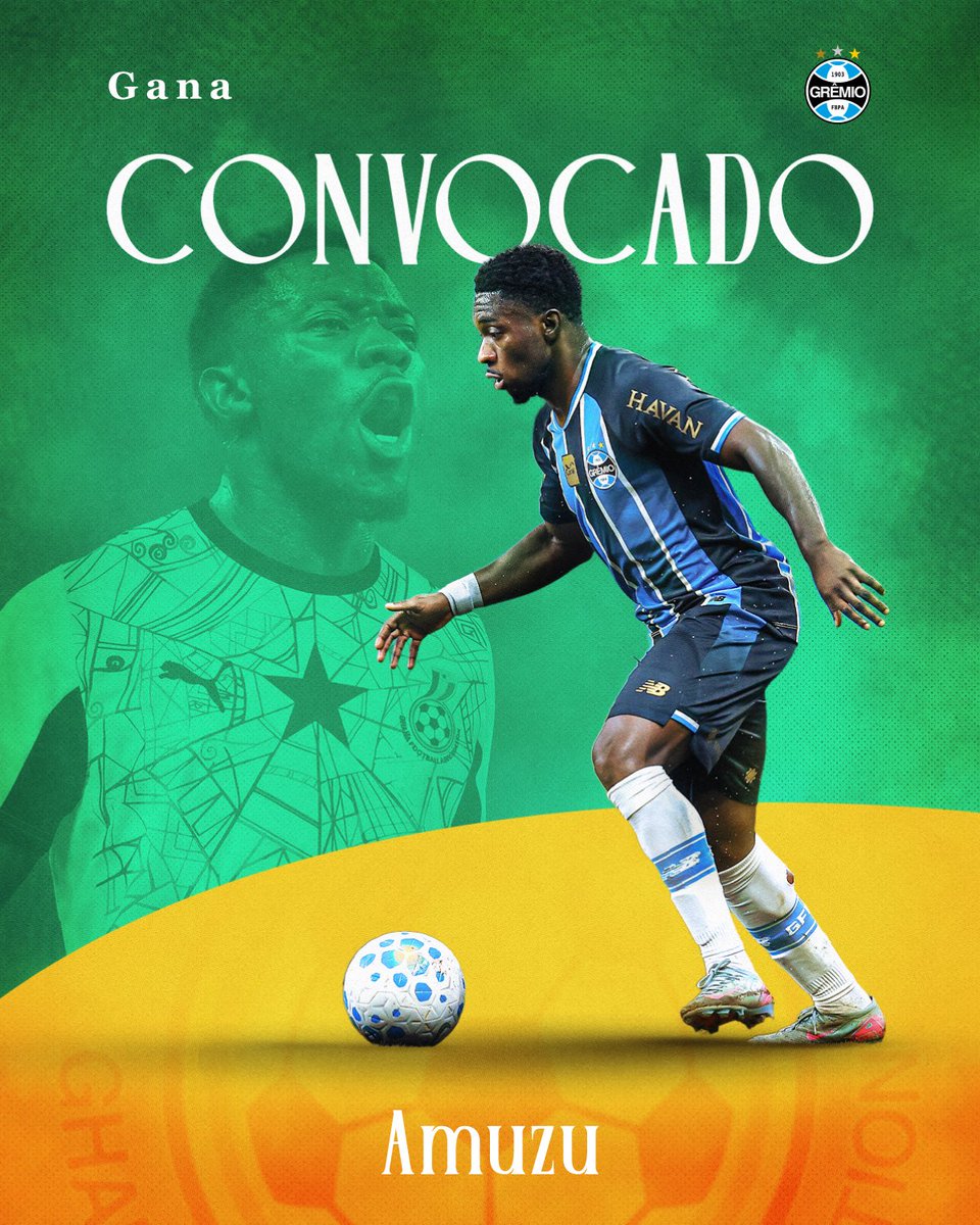PRIMEIRA CONVOCAÇÃO! 🇪🇪🇬🇭 Às vésperas da maior competição de seleções do planeta, Amuzu é chamado para representar Gana! Ele participará do amistoso contra o México. Parabéns! 💙