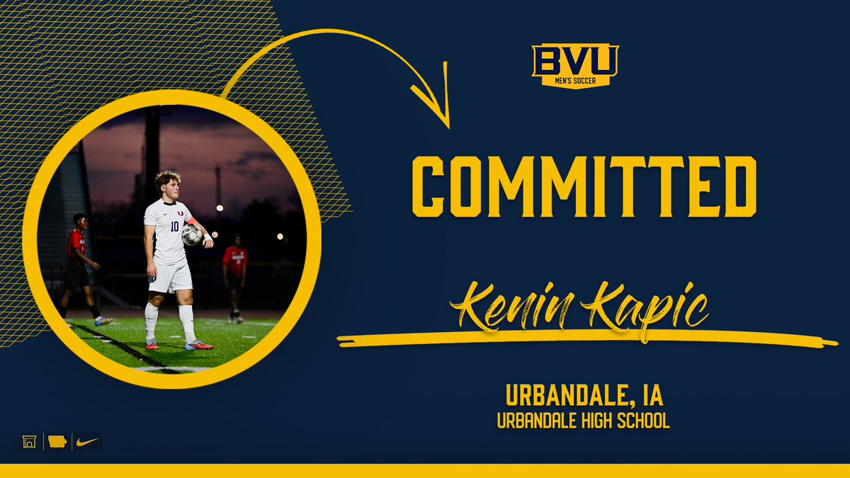BVUMSoccer's tweet photo. Please welcome Kenin Kapic to our 2026 recruiting class! Kenin comes from Urbandale High school who won the 3A state championship last year. We look forward to his technical ability and dynamism he will bring to our midfield. https://t.co/R9CTgB22We