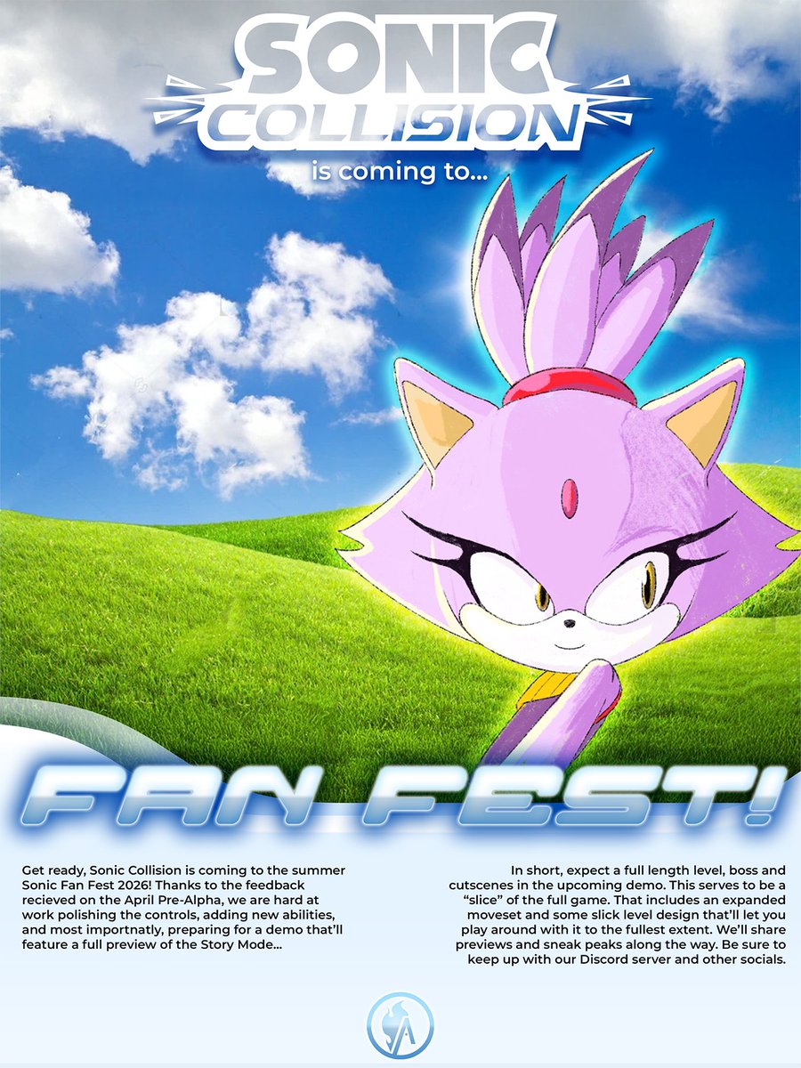 collisionsonic's tweet photo. WE'RE COMING TO SONIC FAN FEST 2026!

Get ready to play a new demo when it drops, if you want more info, check out the Discord Server!

#sonicthehedgehog #sonic #fangame #indie https://t.co/3iKRSXx2HQ