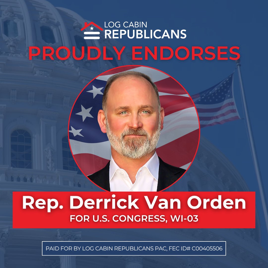 LogCabinGOP's tweet photo. Log Cabin Republicans is proud to endorse Rep. @derrickvanorden for Congress in Wisconsin's 3rd District for 2026! https://t.co/6RCD0HWZPN