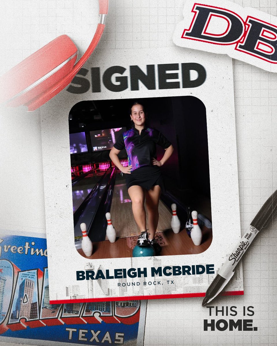 DBUBowling's tweet photo. 🚨 Signing Alert! 🚨

Braleigh McBride from Cedar Ridge High School in Round Rock, TX, is joining DBU Bowling this fall! She will be studying Photography with a Minor in Business.

Welcome to the Patriot Bowling Family, Braleigh!

#Champions4Christ #AudienceOfOne ✝️ https://t.co/jE6qKpjFOs