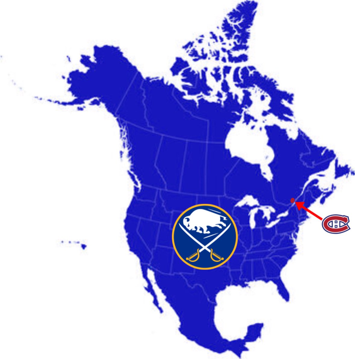 Map of who is rooting for the teams in the #GoHabsGo vs #LetsGoBuffalo series: