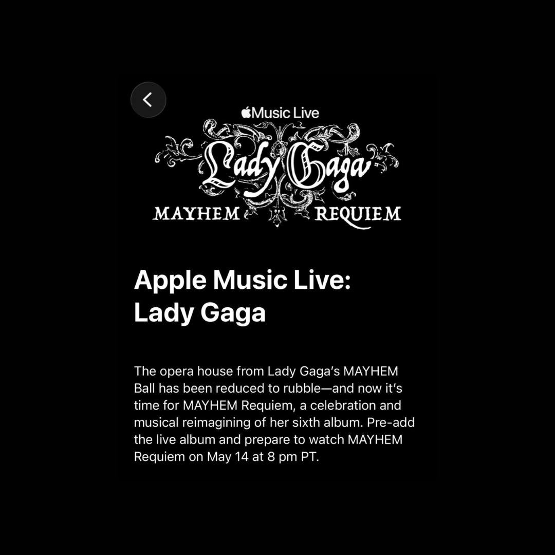 Lady Gaga’s “Mayhem Requiem” will be released on May 14th on Apple Music