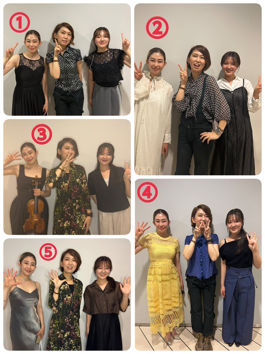 5/5火⑧
5日間全8回のCotton club公演無事完走！
5日間の女子部の様子📸私だけ3と5が同じ服…それでも皆で相談して五郎さんのお衣装との兼ね合いで決めました✨️
今回のは海外レコーディングされた曲達ですので特に難しくてやりがいがありました。いやーしびれた…
さて明日は徹子の部屋コンサート🧅