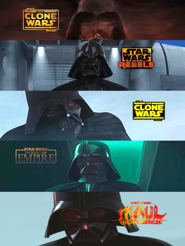 Darth Vader's appearances in animation through the years.
