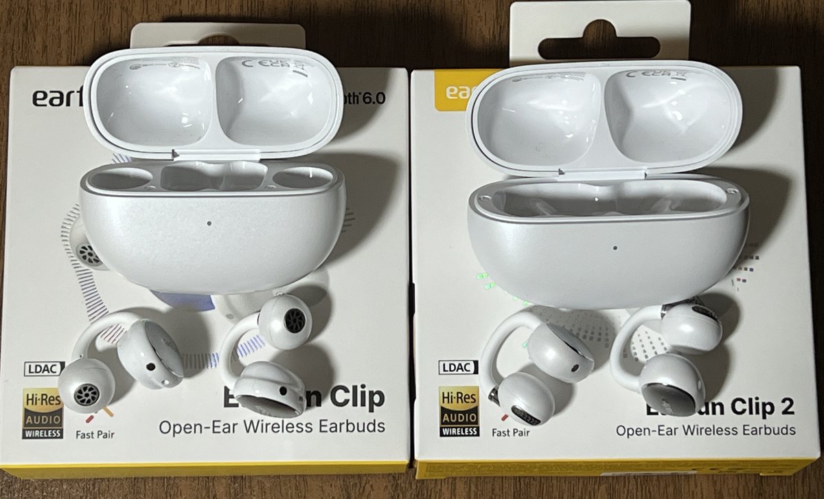Bicearth's tweet photo. オーディオブックの「ながら聴き」にピッタリなイヤーカフ型イヤホン。EarFun Clip2は 先代と結構違うテイストだが、シアターモードはoffにした方がいいと感じた。音場は広がるけど定位感がズレる。朗読(ナレーション)が不自然になり、ひどい場合は左右ばらばらに聴こえる💦 個体不良かも知れないが。 https://t.co/EoiMcURudq