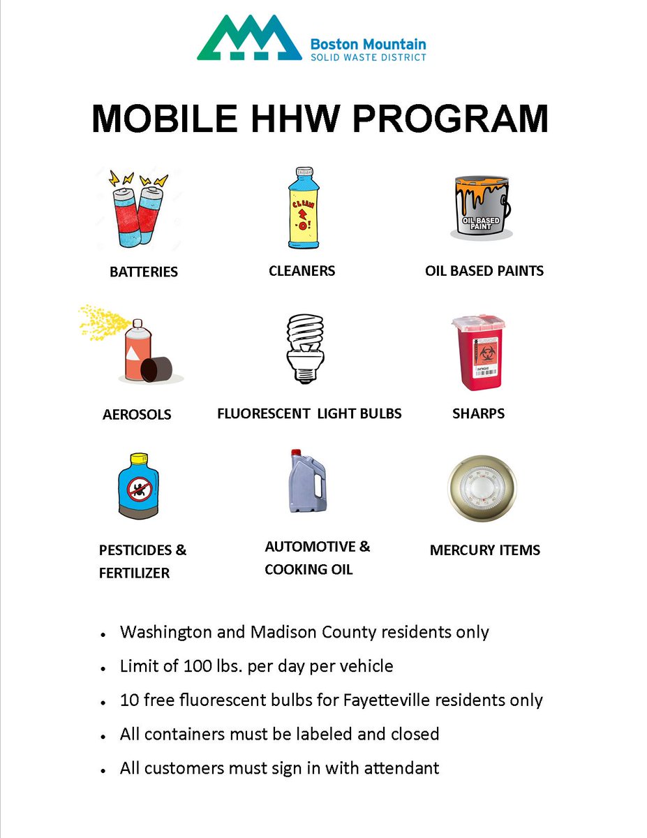 DisposeWisely's tweet photo. Everyone benefits from clean air, clean soil and clean water. Help us keep our water, air and soil clean. Drop off your HHW at our mobile HHW drop off at 1409 S Happy Hollow Rd. on Wednesday and Thursday from 9am-12:30pm. #Disposewisely https://t.co/1L5bZtGLVC