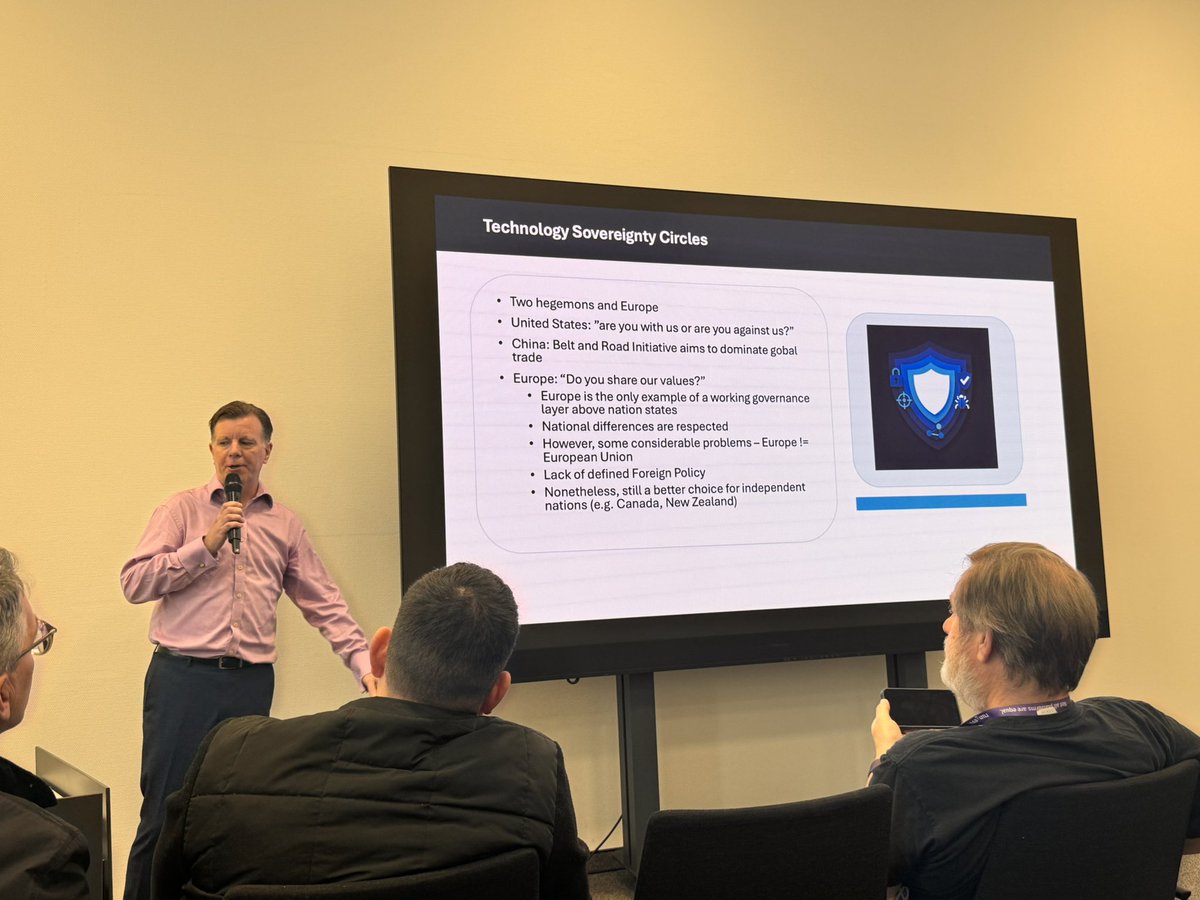 ScoutmanPt's tweet photo. Microsoft Sovereign Cloud Solutions - vision versus reality at #ECS2026
with @harbars https://t.co/y3scqY3HEU