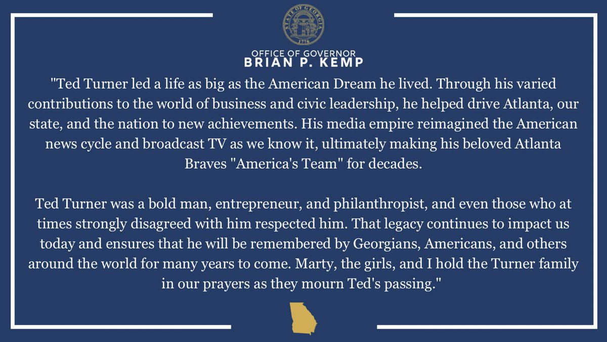 Please see my statement regarding the passing of Ted Turner: