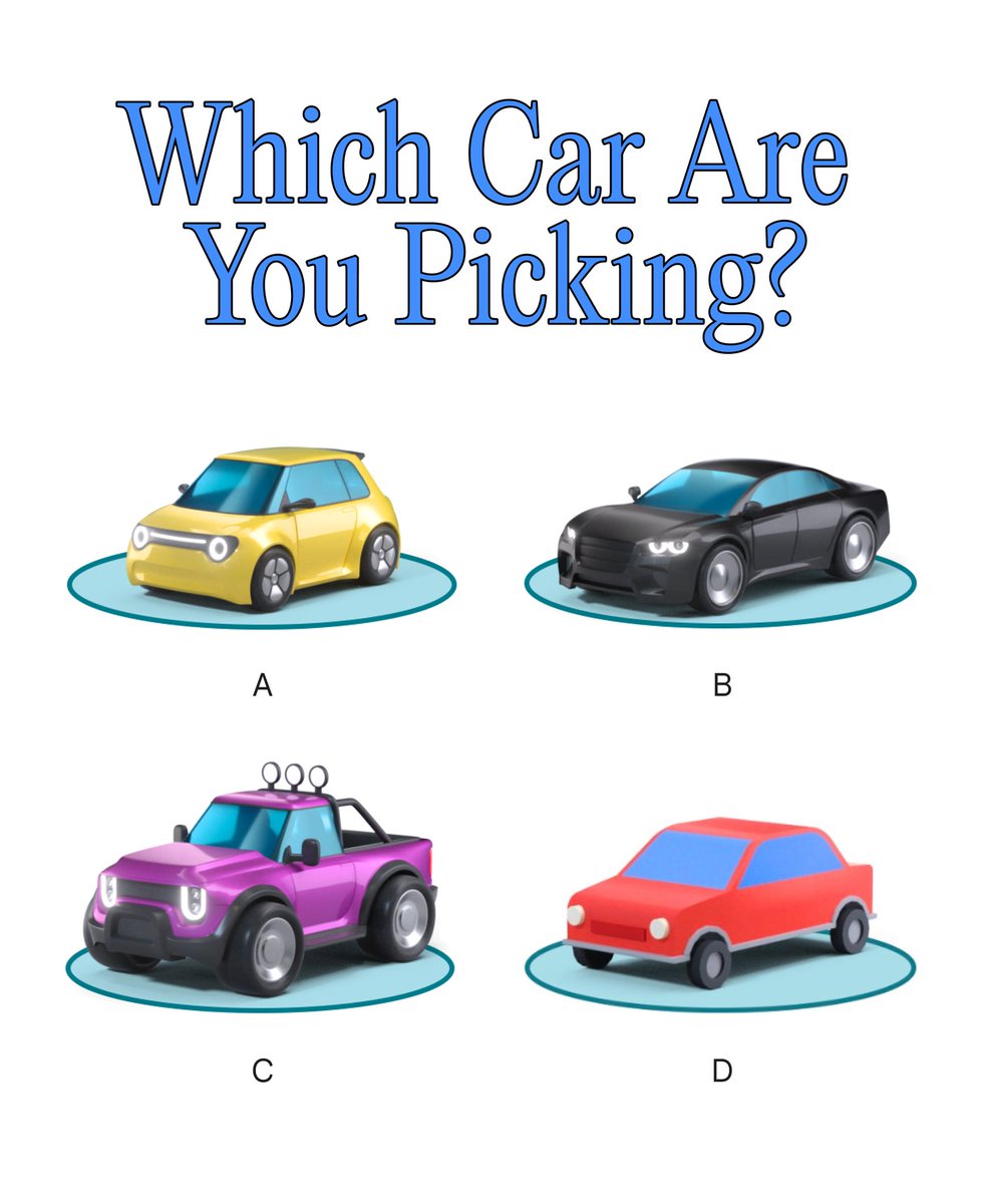 googlemaps's tweet photo. pick your whip: A, B, C, or D? 🚙💨

these are just a few iconic combos to get you started, but the full lineup is waiting for you in Google Maps. update your icon with a fresh vehicle and a new color to match the vibe. https://t.co/dnxN8HohpK