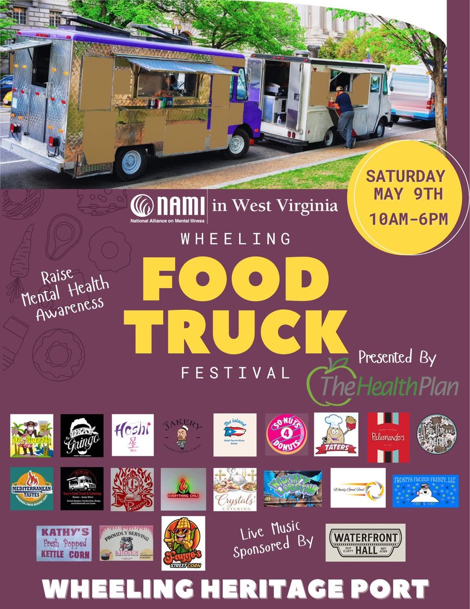 J5MFoundation's tweet photo. Throwback to last year’s NAMI Wheeling Food Truck Festival supporting Mental Health Awareness! We’ll be back this Saturday for all the fun! 💚 #J5M https://t.co/KMAs9K7wMj