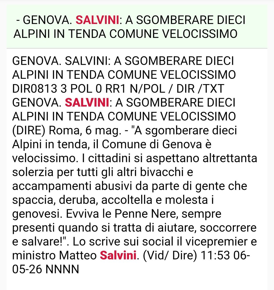 La Salis un FULMINE a far sgomberare le tende degli ALPINI. 
Se fossero state delle risorse pagatrici di pensioni potete stare certi che non gli avrebbe detto nulla nessuno.