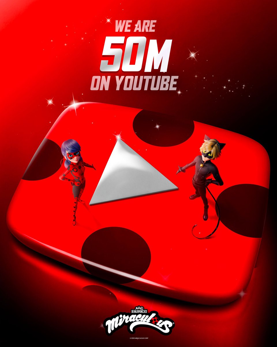 MLadybug_Blog's tweet photo. Miraculous has reached 50 MILLION SUBSCRIBERS on YouTube from all their channels!

#MiraculousLadybug https://t.co/S6rXnXdiuc