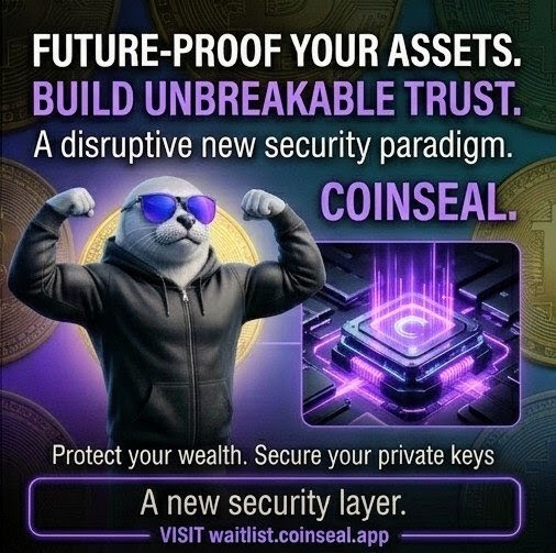 Coinseal_app's tweet photo. Coinseal isn’t just disrupting crypto security, it’s rewriting it entirely. For too long, we’ve all heard the same horror stories of lost access and unrecoverable funds since seed phrases became the standard. We’re here to change that. No more lost seed phrases. No more dead wallets.

#Coinseal #CryptoSecurity #Blockchain #Web3 #SeedPhrase #CryptoSafety #DeFi #SelfCustody #CryptoInnovation #DigitalAssets
