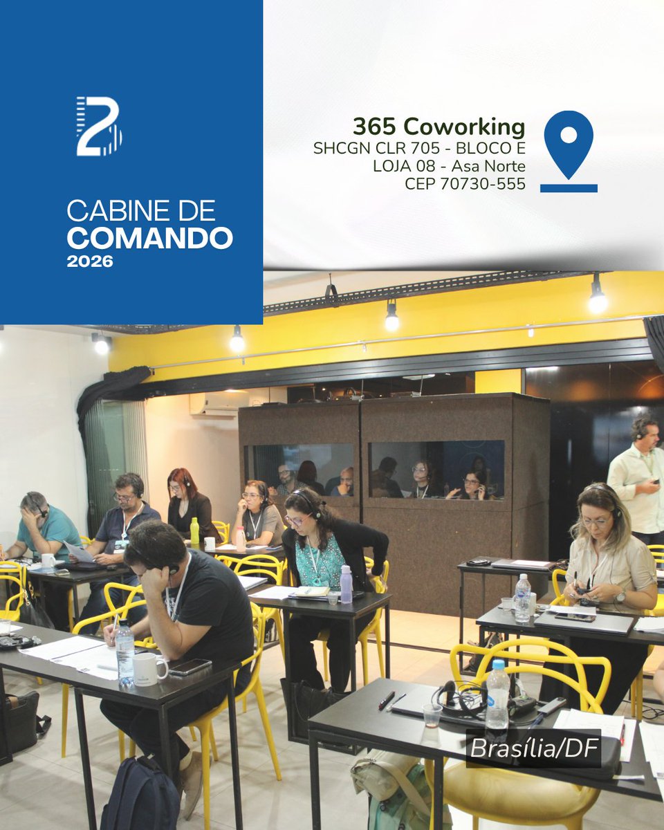 O Cabine de Comando 2026 já tem endereço confirmado — e ele faz parte da experiência.

📍 365 Coworking | Asa Norte – Brasília/DF

📅 30 e 31 de maio de 2026
⏰ Das 9h às 17h

Inscrição: forms.gle/7u2wainWeZgusE…

#CabineDeComando #InterpretaçãoSimultânea #CursoParaIntérpretes
