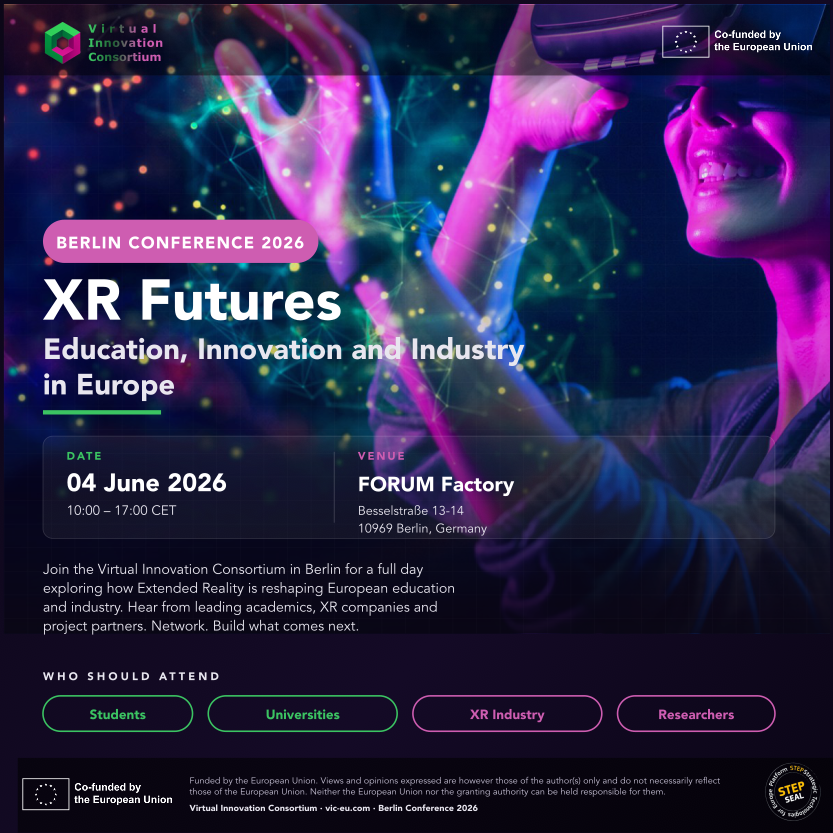 UnicisTech's tweet photo. 🚀 #XR is transforming education — see it live in #Berlin!

XR Futures #Conference | 4 June 2026
✨ Insights · Networking · Internships

⚠️ Limited seats

👉 https://t.co/w6Lgt1hNxp

#education #academy #industry #internship #networking https://t.co/d6NyMCZeQW