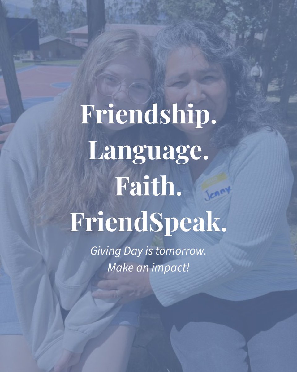 LetStartTalking's tweet photo. Tomorrow is the day. ✨

FriendSpeak Giving Day. May 7. Link in bio.

#LetsStartTalking #FriendSpeak #GivingDay #LifeChangingConversations #KingdomWork https://t.co/4RrA84g7le