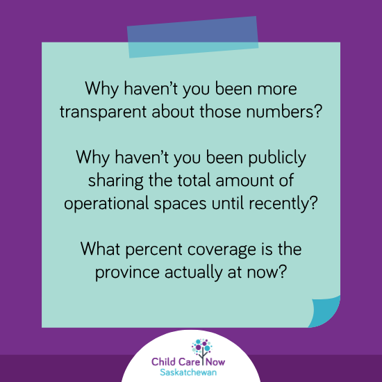 CCNowSask's tweet photo. Looking for answers about the new SK child care agreements? So are we! We'll be posting our most burning questions for Minister Hindley over the next few weeks, for you to share and ask as well!

Find the full list of questions on our website: https://t.co/pUfaMSKrAI

#skpoli https://t.co/K3rv0RGjwc