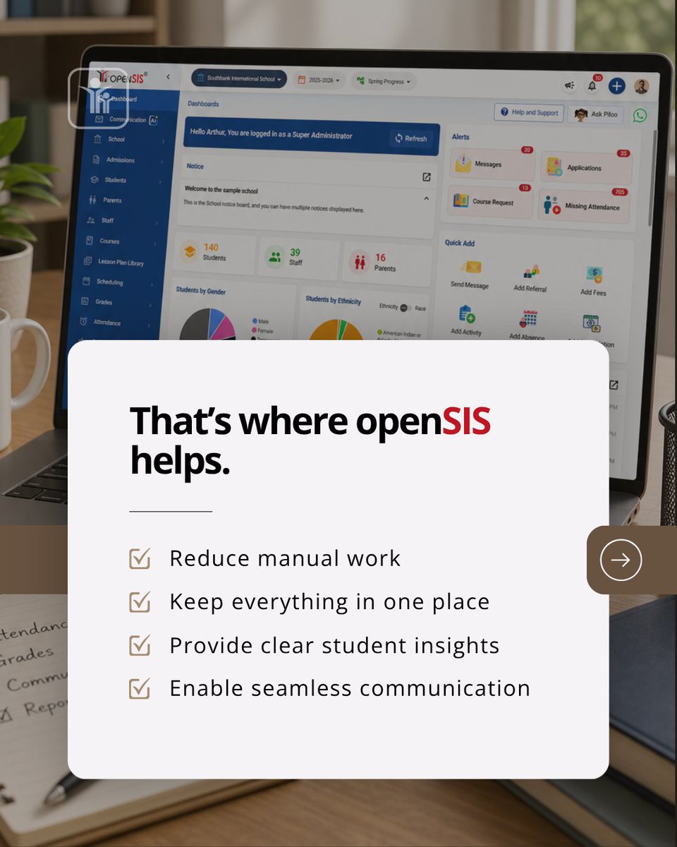 openSIS's tweet photo. This Teacher Appreciation Week, one truth stands clear- teaching is hard. The system shouldn’t be. Behind every lesson are countless unseen tasks that keep schools moving every day.
At openSIS, we support the work behind the scenes.

#teacherappreciationweek https://t.co/Bwv5zV1S8Q