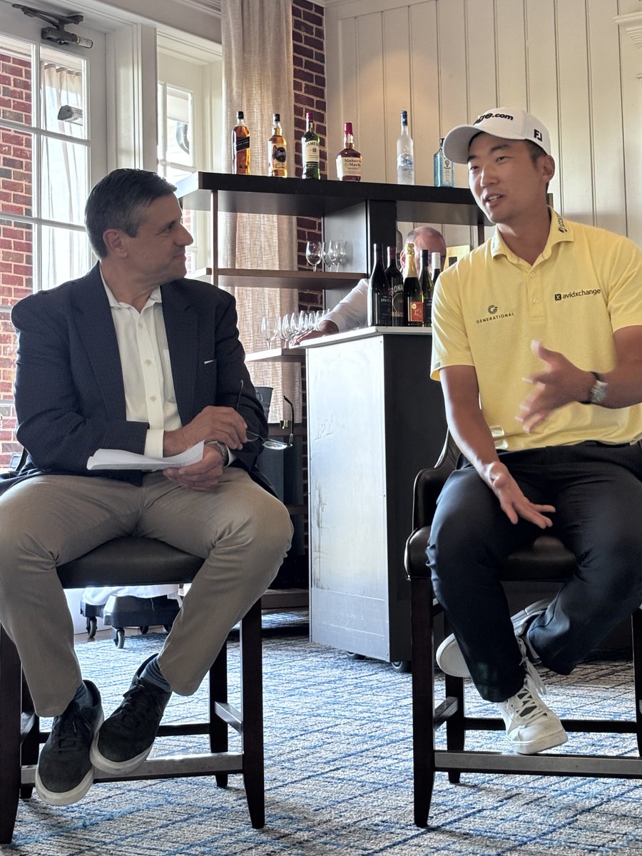 AvidXchange's tweet photo. Good conversations, great partners, and a little time with @Mike_kim714. Hard to beat that combo!⛳ https://t.co/7AfBy9ktch