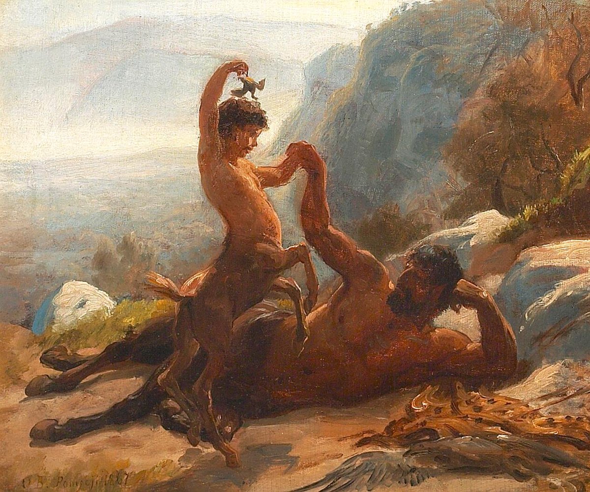 A Centaur Playing with His Son, Otto Bache, 1867