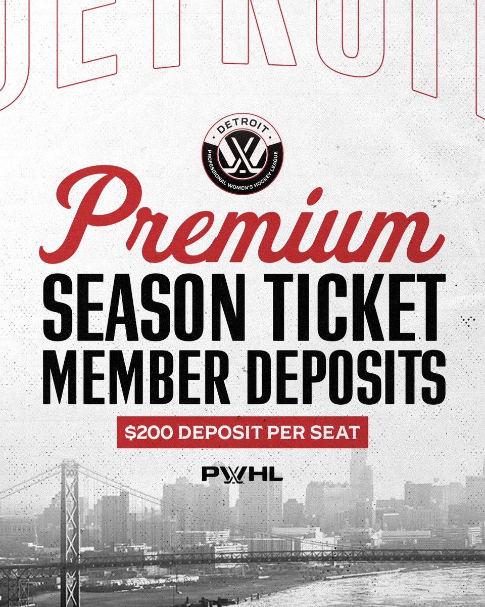 pwhl__detroit's tweet photo. You can say you were there… or wish you were.​

Lock in your spot for the inaugural season with a Season Ticket Member Deposit!​
🎟️ https://t.co/oTt5syAqfq https://t.co/tp0DxLBoK5