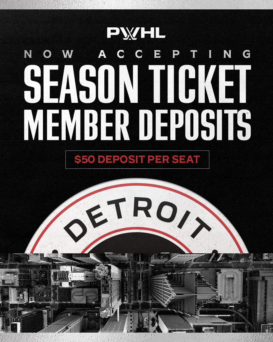 pwhl__detroit's tweet photo. You can say you were there… or wish you were.​

Lock in your spot for the inaugural season with a Season Ticket Member Deposit!​
🎟️ https://t.co/oTt5syAqfq https://t.co/tp0DxLBoK5