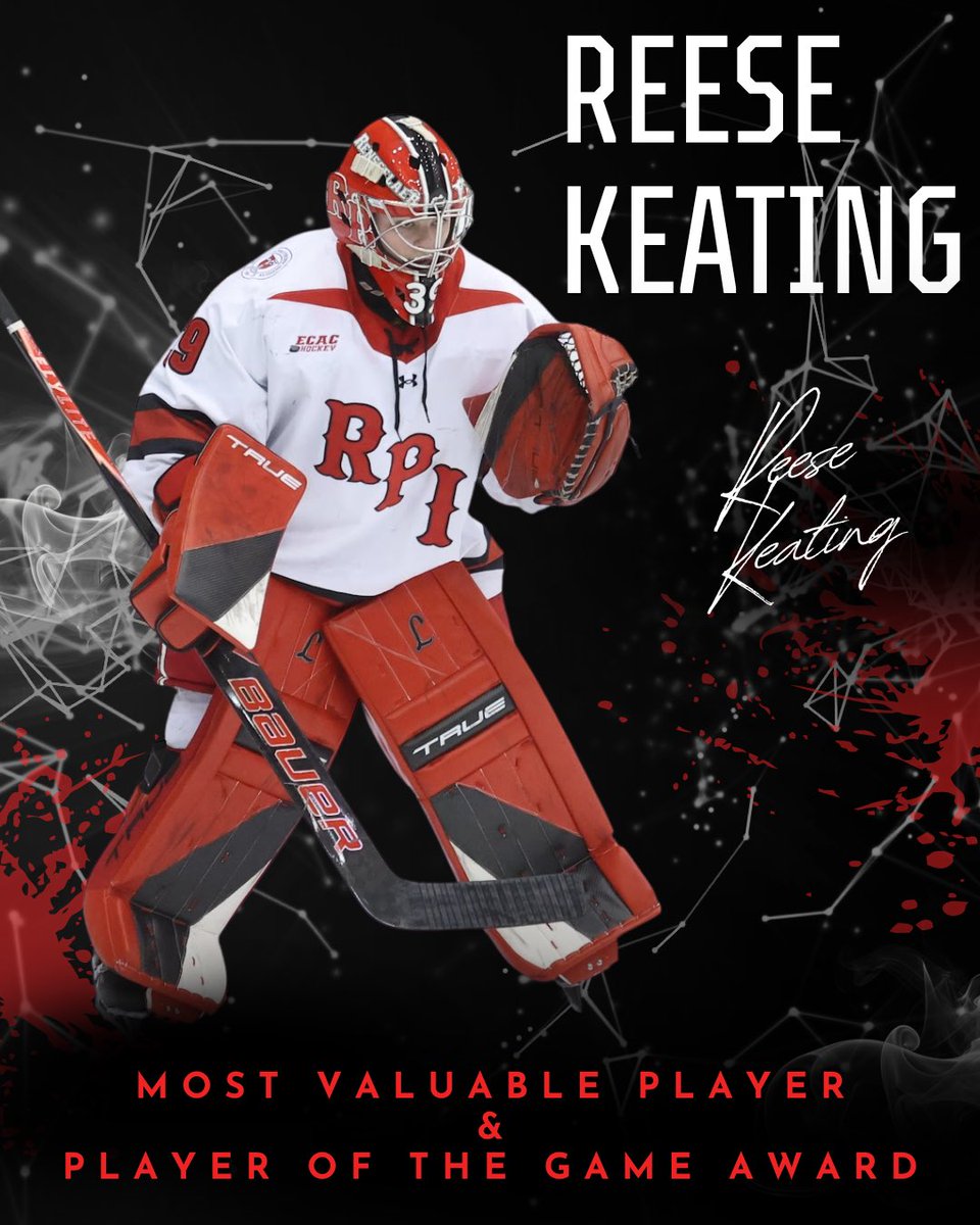 RPI_WHockey's tweet photo. Two major honors for Reese Keating 👏

🏆 Most Valuable Player
🏆 Player of the Game Award

A player who made a tremendous impact on the team’s success all season long. Congrats, Reese! #LIFTUP https://t.co/gQuMC6HApa