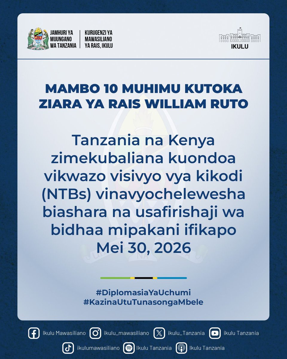 ikulumawasliano's tweet photo. #KaziNaUtuTunasongaMbele
#TabasamuLaUtu
#maendeleoendelevu 
#diplomasiayakiuchumi https://t.co/I7uNIkk3ZA