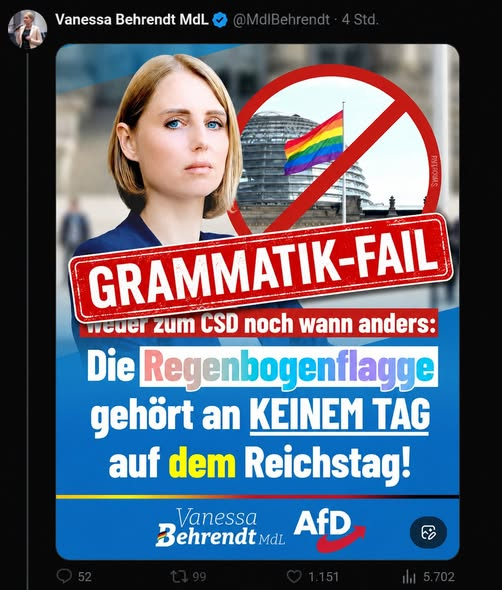 ConnyBremer's tweet photo. Und die wollen eine Alternatiev für Deutschland sein😂😂😂😂 Nun ja, das fällt eventueöö unter "alternatives Deutsch": https://t.co/OtYZxBqk2I