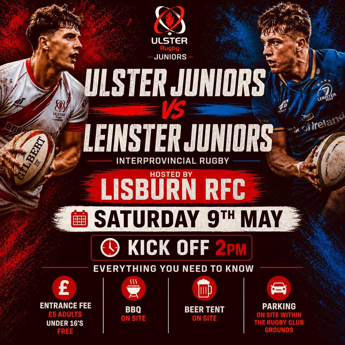 UlsterBranch's tweet photo. This Saturday... 

👊 Ulster Juniors v Leinster Juniors 
📍@lisburnrugby 

Details below 👇 https://t.co/SNe63Lq4XH