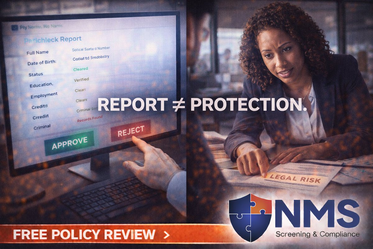 NMSManagement's tweet photo. If your background check company just sends reports…
YOU’RE EXPOSED!

The risk isn’t the report.
It’s what you do with it.

Vendors process.
Partners protect.

FREE POLICY REVIEW
Call Travis: (561) 967-8884 x147 https://t.co/01YgZnih8t