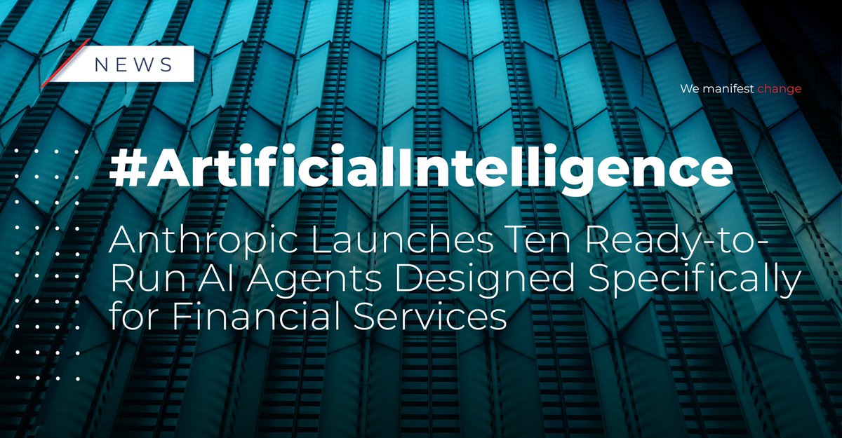 Monocle_Sol's tweet photo. In a move to expand its offerings into financial services, @AnthropicAI  - the company behind the large language model Claude - has released ten agents that can complete a range of common and time-intensive tasks in the industry. Use cases ranging from research and client coverage through to finance and operations, these agents would support various financial service functions, including finance, compliance, risk, and research.

#AI #Innovation #Banking