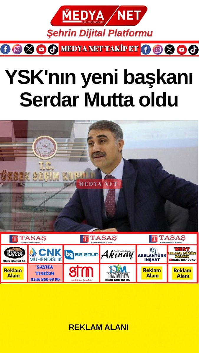 gunebakanhakan's tweet photo. YSK'nın yeni başkanı Serdar Mutta oldu.

#serdarmutta #türkiye #ysk #dünya #medyanet https://t.co/jYmHRlYScL