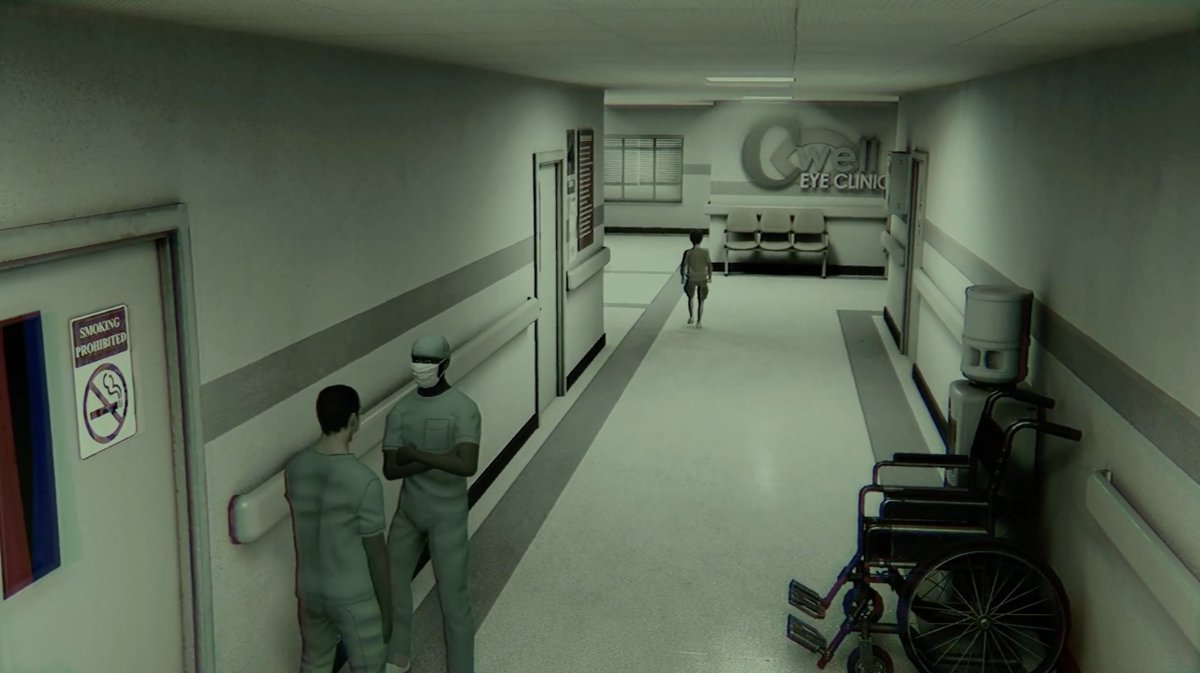 GamesByNoori's tweet photo. the work on FARSIGHT continues, here's some new screenshots from the eye clinic 👁️
 
#indiegamedev #unity #horror https://t.co/ZJTB3G1pyK
