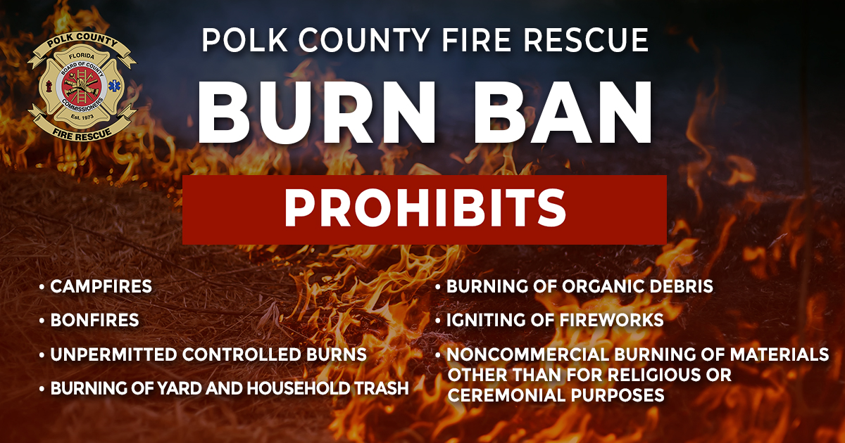 PolkFire's tweet photo. As drought conditions persist across the county, Polk County officials made the decision to reinstate the burn ban effective May 6.

For more information visit https://t.co/NP8SkJ0LzE https://t.co/2dyXzQ5Ern
